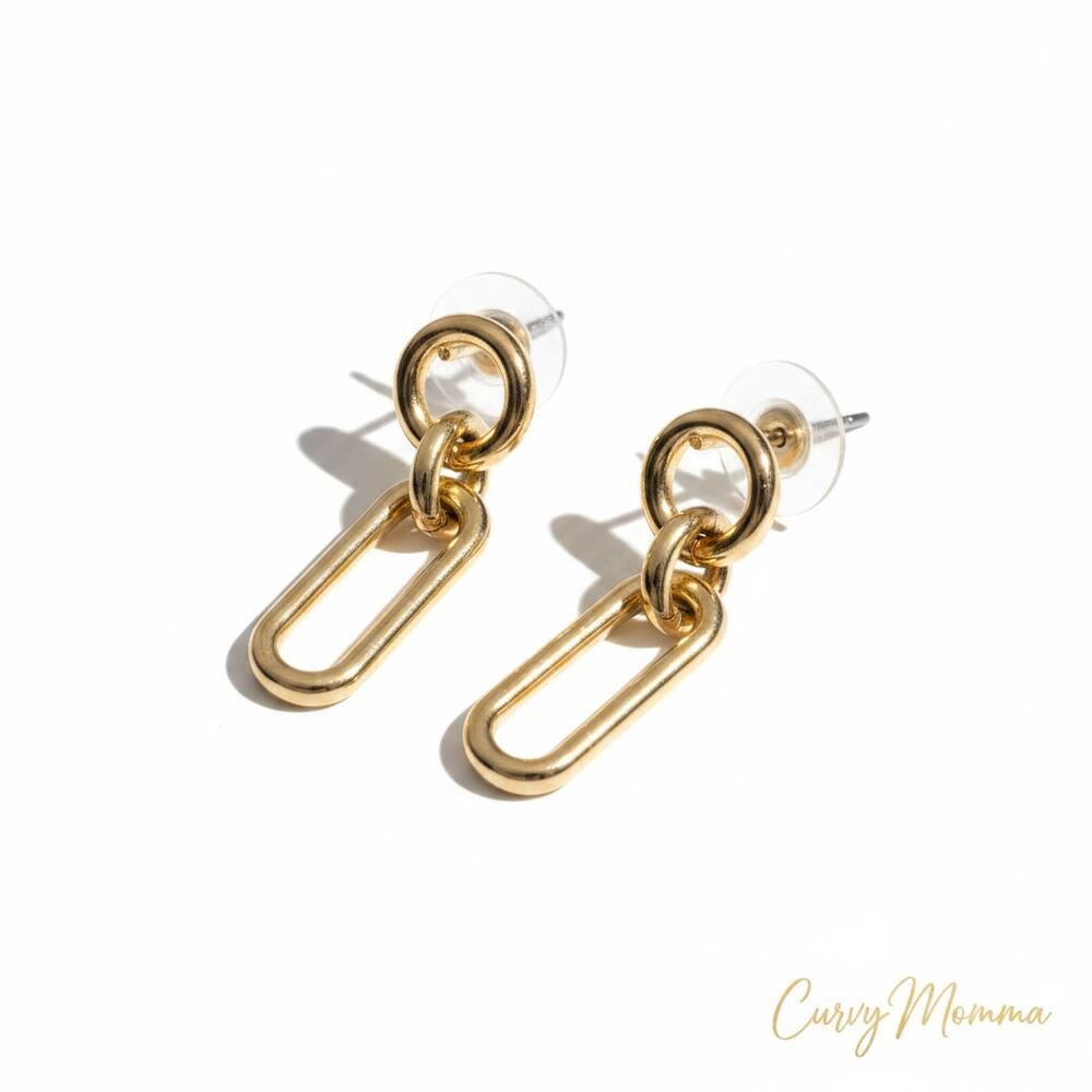 Vintage Chain Link Drop Earrings (light pale yellow)